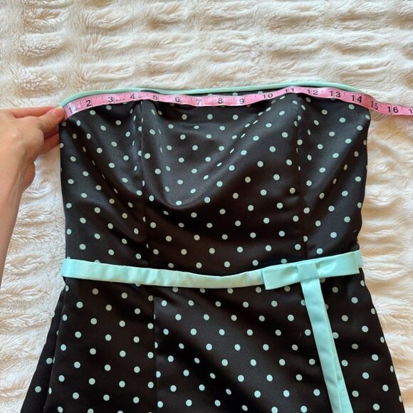 Jessica McClintock Polka Dot Strapless Y2K Mini Dress - Picture 8 of 11